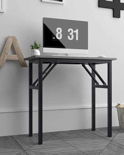 Need Small Computer Desk 31.5 inches Folding Table No Assembly Sturdy Small Writing Desk Folding Desk for Small Spaces, Grey AC5-8040-LB - LeafyLoom