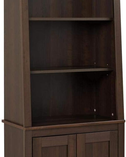 PREPAC Espresso Tall Slant-Back Bookcase with 2 Shaker Doors - LeafyLoom