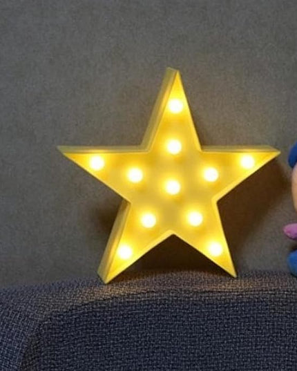 LED Star Sign Night Light, Can Be Hung On The Wall Kids Room Room Light, Suitable for Birthday Party, Holiday Decoration, Baby Room Nursery Decoration. (Yellow Stars) - LeafyLoom