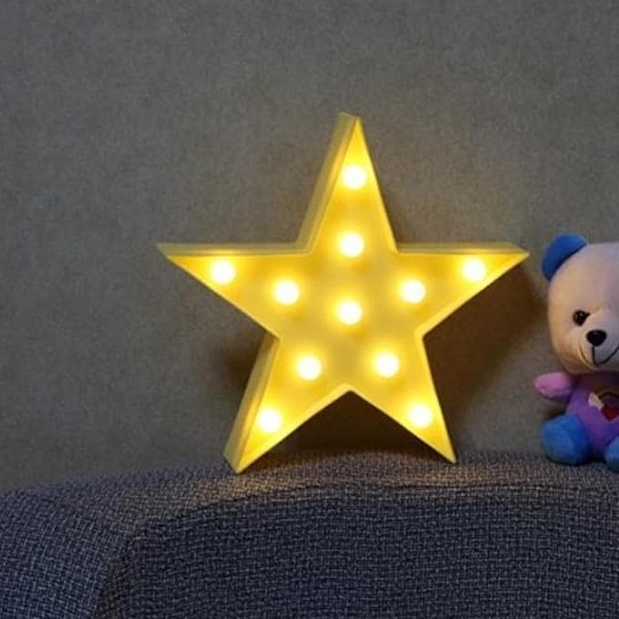 LED Star Sign Night Light, Can Be Hung On The Wall Kids Room Room Light, Suitable for Birthday Party, Holiday Decoration, Baby Room Nursery Decoration. (Yellow Stars) - LeafyLoom