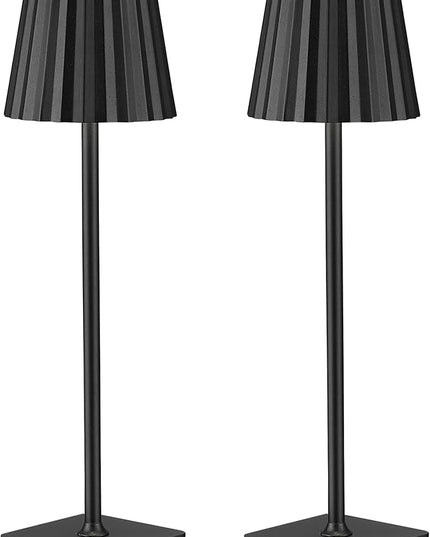 Cordless LED Desk Lamps, Rechargeable Black Table Lamp with 3 Colors Stepless Dimming, 5200mAh Battery Operated for Home Office Restaurant Bedroom Bars (2 Pack), TL02BK-2PK - LeafyLoom