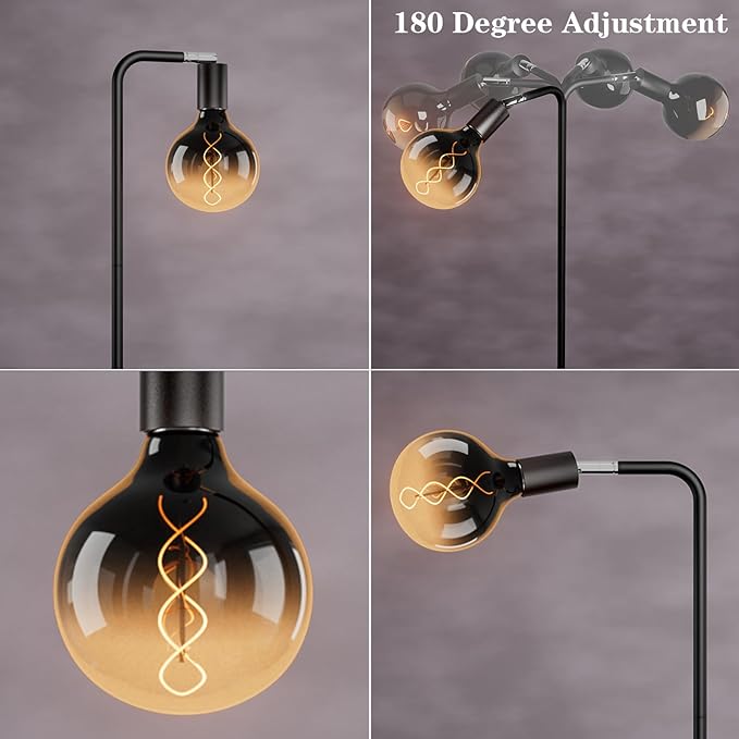 Modern Floor Lamps with Light Bulb, Industrial Floor Lamp for Living Room 5" Light Bulb 69" Tall Bright Warm White Standing Lamp, E26 Socket, On/Off Foot Switch for Office Bedroom - LeafyLoom