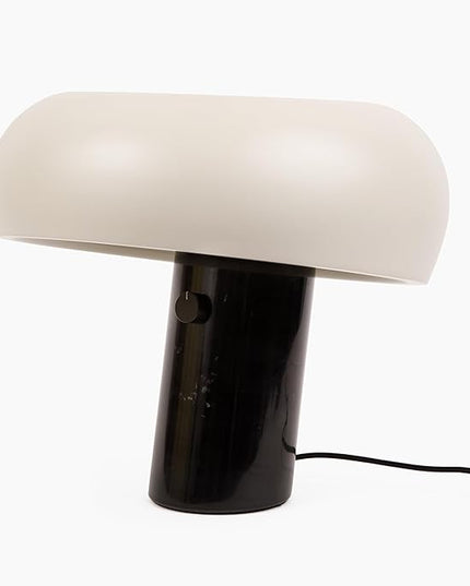 Brightech Kingpin Desk Lamp - Small LED Table Lamp for Bedroom, Office - Modern Bedside and Side Table Lamp with Marble Base, Metal Dome Shade - Dimmable Reading Lamp for Living Room and Dorm - Black - LeafyLoom