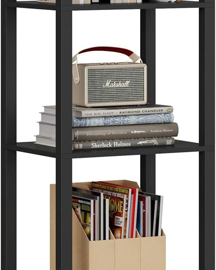 TUTOTAK 5 Tier Bookcase and Bookshelf, Narrow Book shelf with Door for Small Space, for Living Room, Office, Study, Entryway, Black BS03BK005 - LeafyLoom