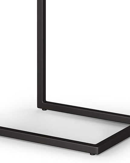 SIMPLIHOME Skyler SOLID MANGO WOOD and Metal 20 inch Wide Rectangle Wide C Side Table in Dark Cognac Brown, Fully Assembled, for the Living Room and Bedroom - LeafyLoom
