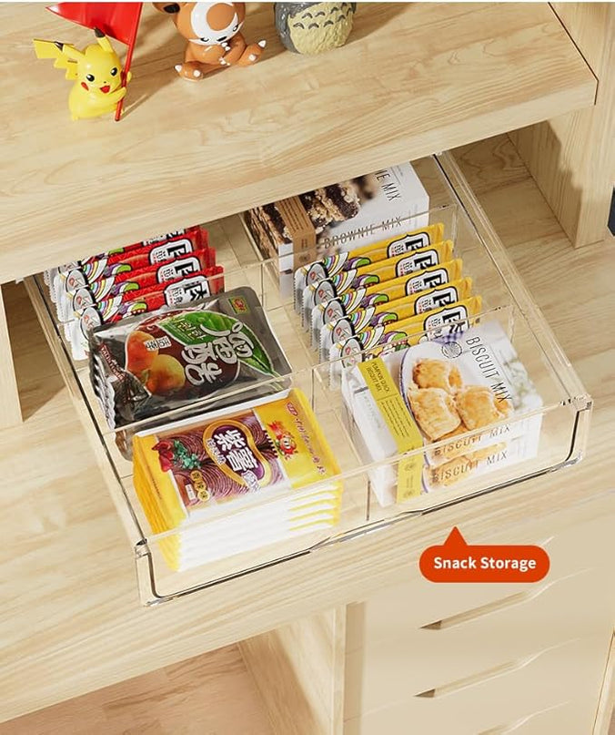 Under Desk Storage Drawer Kit, Clear Under Desk Drawer Mounted Below Table Medium and Small Size 2 Pcs Combo for Home Bedroom Office Kitchen Organization - LeafyLoom