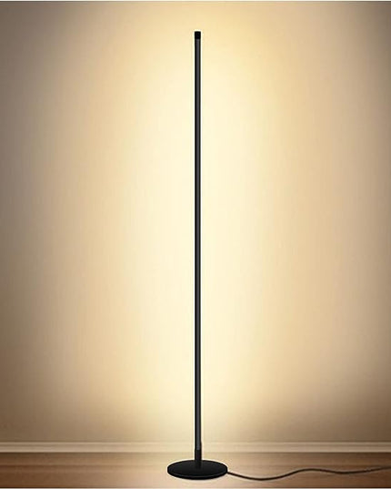 Modern Led Standing Corner Lamp Black Decor Contemporary Metal Floor Lamp for Living Room Bedrooms with Remote & Touch Control - LeafyLoom