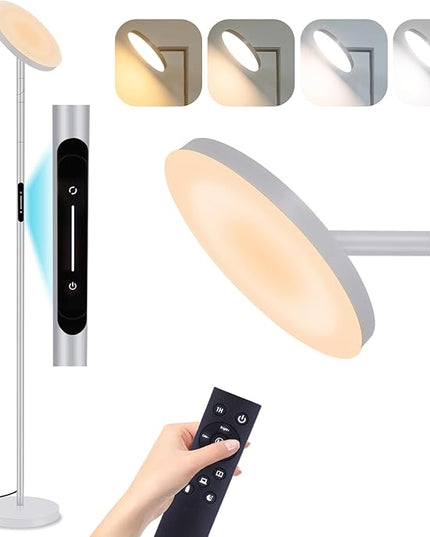 LED Floor Lamp for Living Room, 69" Tall Lamp with Remote & Touch Control Upgrade Lamp Pole Rotary 90° Dimmable Brightness 4 Color Tempera - LeafyLoom