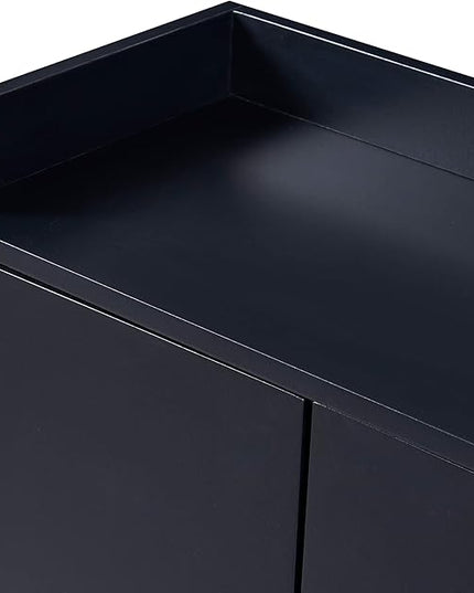 Sideboard Buffet Cabinet with Large Storage Space,Modern Particle Board Kitchen Console Table,W/ 4 Doors and Gold Metal Legs,Dining Room,Entryway,Black, 47.2" - LeafyLoom