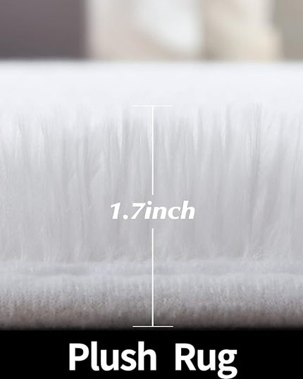 White Round Rug for Bedroom, Super Fluffy Circle Rugs for Baby Nursery, 5'X5' Feet Furry Carpet for Children Kids Room, Cute Soft Shaggy Rug for Girls Home Decor, Fuzzy Plush Carpets for Dorm - LeafyLoom