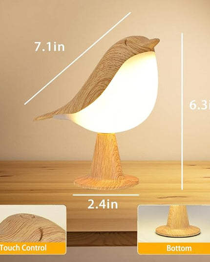 Bird Small Desk Lamp, Night Light for Bedroom, Cordless Table Lamp with 3 Color Temperature and Touch Sensor, Rechargeable Bedside lamp - LeafyLoom