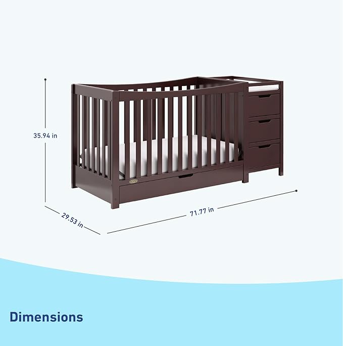 Graco Remi 4-In-1 Convertible Crib & Changer With Drawer (Espresso) – GREENGUARD Gold Certified, Crib And Changing-Table Combo, Includes Changing Pad, Converts To Toddler Bed, Full-Size Bed - LeafyLoom