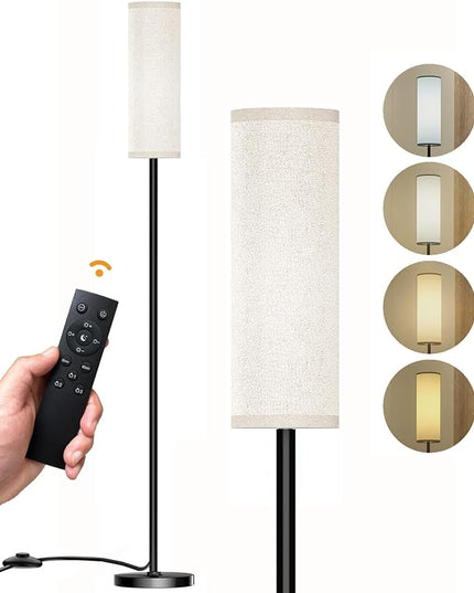Floor Lamp for Living Room Bedroom, Modern Floor Lamp with Remote,Stepless Dimmable 12W Bulb Included,Standing Lamps LED Tall Lamp for Bedroom Office(Beige) - LeafyLoom