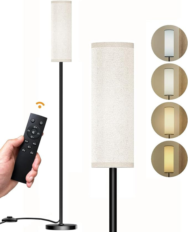Floor Lamp for Living Room Bedroom, Modern Floor Lamp with Remote,Stepless Dimmable 12W Bulb Included,Standing Lamps LED Tall Lamp for Bedroom Office(Beige) - LeafyLoom