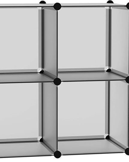 C&AHOME Cube Storage Organizer, 4-Cube Shelves Units, Closet Cabinet, DIY Plastic Modular Book Shelf Ideal for Bedroom, Living Room, Office, 24.8" L x 12.4" W x 24.8" H Grey UPCS04G - LeafyLoom