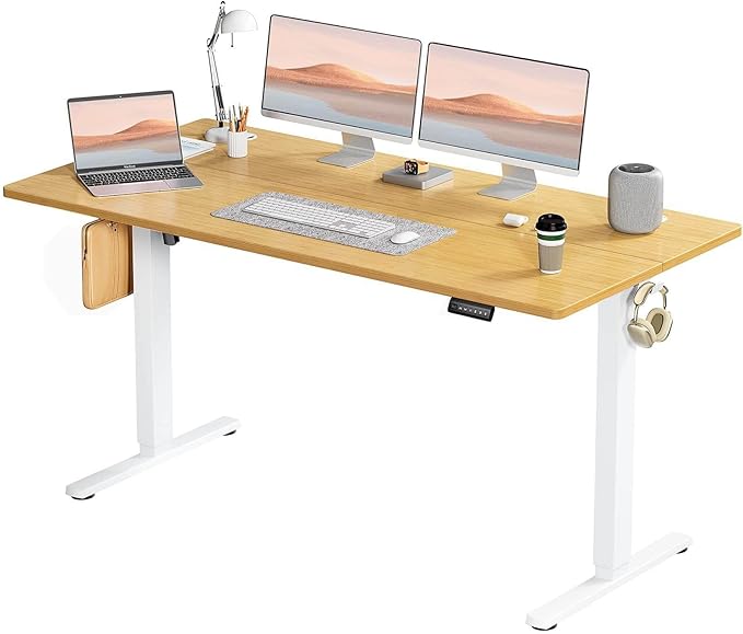 NicBex Home Office Height Adjustable Electric Height Adjustable Standing Desk Sit to Stand Ergonomic Computer Desk Adjustable Height Stand Up Desk for Home Office, Yellow - LeafyLoom