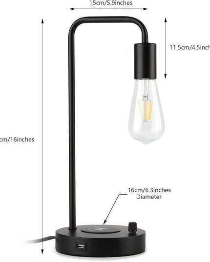 Wireless Charging Desk Lamp – Table Lamp with USB Port and Wireless Charging Pad, Bedside Lamp for Office Bedroom Living Room College Dorm - LeafyLoom