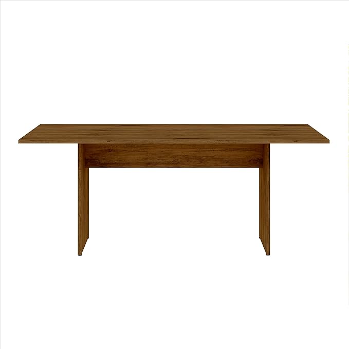Manhattan Comfort Nomad Dining Table for 4 to 6, Modern Rustic Farmhouse Statement Furniture Piece with Protouch Wood Grain Finish, Sturdy H-Base Pedestal Design, Easy Assembly, 67.91", Nature - LeafyLoom