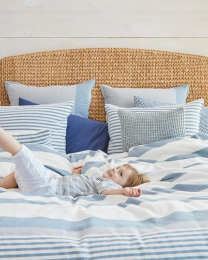 Nautica - King Size Comforter Set, Cotton Reversible Bedding with Matching Shams, Mediterranean Inspired Home Decor for All Seasons (Fairwater Blue, King) - LeafyLoom