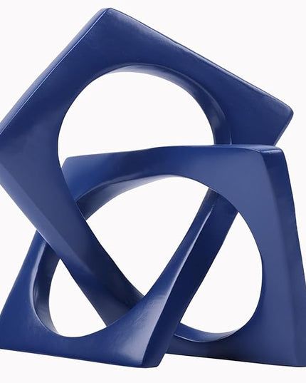 DOVDOV Geometric cube blue knot decorations, geometric sculptures, modern home decorations for home decor accents, dining tables, bookcases, consoles, entryway tabletop centrepieces - LeafyLoom