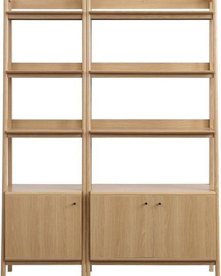 Modway Bookshelf Display Cases in Oak - Set of 2 - LeafyLoom