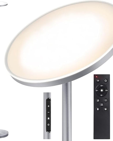 OUTON Floor Lamp, 30W 2400LM LED Modern Torchiere Sky Lamp, Super Bright Dimmable Standing Tall Lamp with 4 Color Temperature, Remote Touch Control, 1-H Timer for Living Room Bedroom Office,Space Grey - LeafyLoom