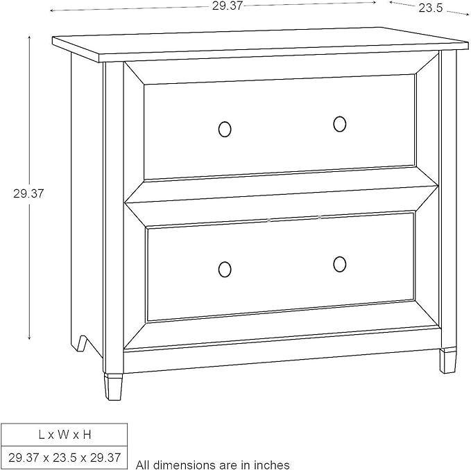 Sauder Edge Water Lateral File, L: 33.31" x W: 23.47" x H: 29.37, Estate Black finish - LeafyLoom