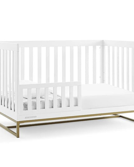 Delta Children Jade 4-in-1 Convertible Crib - Greenguard Gold Certified, Bianca White/Bronze - LeafyLoom