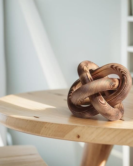 Wood Knot Decor -Coffee Table Decor Shelf Decor Table Books Hand Carved Home Decoration Boho Country Rustic Modern Shabby Chic Style Decor 3 Link Wooden Knot Chain Link Decor (Vintage) - LeafyLoom