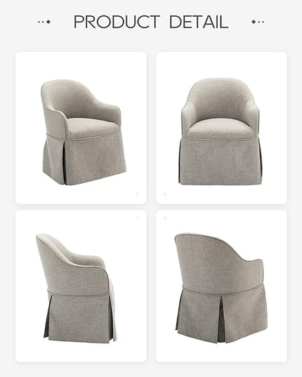 COLAMY Modern Accent Dining Chairs Set of 2, Barrel Accent Armchairs, 20 Inch Dining Accent Chairs with Cover, Fabric Dining Chair for Kitchen,Dining Room,Living Room,Dinner Party, Light Grey - LeafyLoom