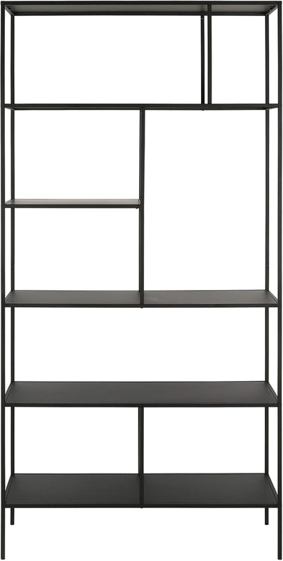 Henn&Hart 72" Tall Rectangular Bookcase in Blackened Bronze, Table for Living Room, Bedroom - LeafyLoom