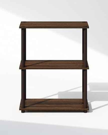Furinno Turn-N-Tube 3-Tier Multipurpose Compact Display Rack, Shelving Unit, Bookcase, Walnut/Brown - LeafyLoom