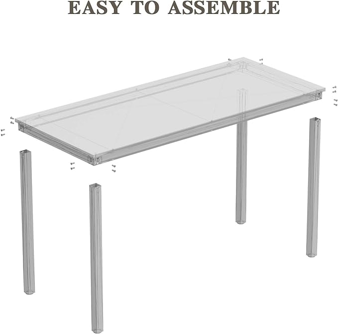 Teraves Computer Desk/Dining Table Office Desk Sturdy Writing Workstation for Home Office(47.24”, White+Golden Frame) - LeafyLoom