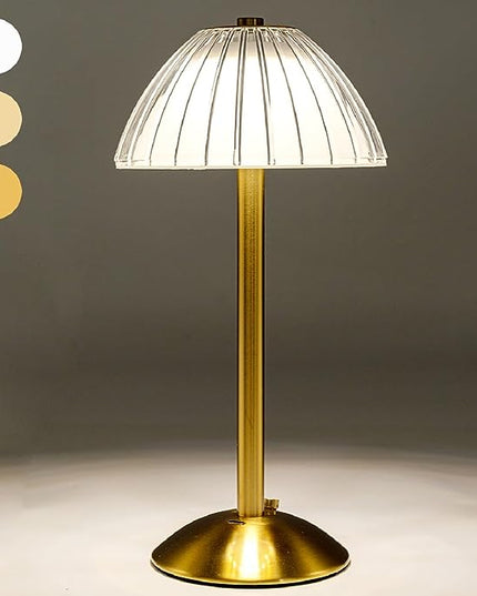 Cordless Table Lamps for Home,Table,Dining Room, Gold Rechargeable Lamps, USB Charge 12'' Tall LED Brass Portable Outdoor Indoor Table Lamp with Built-in Dimmer (Gold) - LeafyLoom