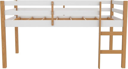 DHP Milton Junior Twin Size Wooden Loft Bed for Kids, Natural - LeafyLoom