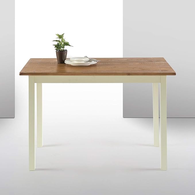 ZINUS Becky Farmhouse Wood Dining Table, Table Only White 45 in x 28 in x 29 in - LeafyLoom
