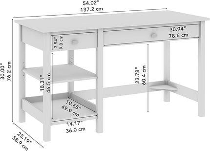 Bush Furniture Broadview 54W Computer Desk with Shelves in Classic Black| Personal Workstation Table and Storage for Home Office Workspace - LeafyLoom