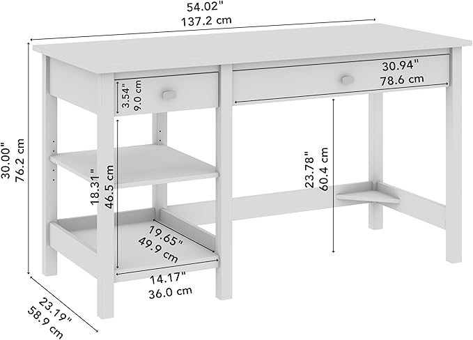 Bush Furniture Broadview 54W Computer Desk with Shelves in Classic Black| Personal Workstation Table and Storage for Home Office Workspace - LeafyLoom