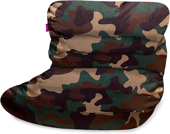 Posh Creations Structured Comfy Bean Bag Chair for Gaming, Reading and Watching TV, Laguna Lounger, Nylon - Camo Green - LeafyLoom