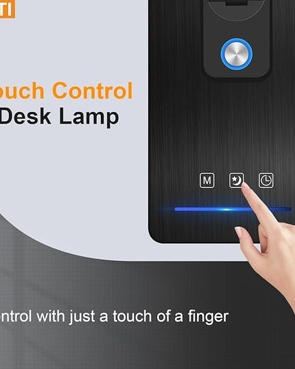 LED Desk Lamp, Black Modern Table Lamp, Ideal Gift for Study, Office. Dimmable Desk Lamp for Work, Video Conferencing, Reading and Writing, Arts and Crafts, Nail Art. - LeafyLoom