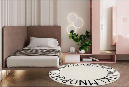 Topotdor Round Kids Play Rug Alphabet Nursery Area Rug Extra Large Soft Crawling Play Mat for Children Toddlers Bedroom (63 inch, Beige) - LeafyLoom