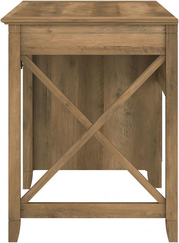 Bush Furniture Key West Computer Desk with Storage | Small for Home Office | Modern Farmhouse, 54W, Reclaimed Pine - LeafyLoom