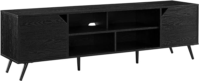 Walker Edison Nora Modern Minimal Open-Shelf Stand for TVs up to 80 Inches, 70 Inch, Black - LeafyLoom