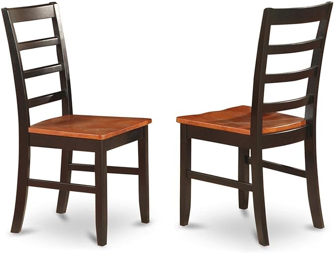 East West Furniture Antique 5 Piece Room Set includes a Round Kitchen Table with Pedestal and 4 Dining Chairs, 36x36 Inch, ANPF5-BLK-W - LeafyLoom