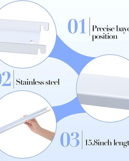 6 Pcs Filing Front to Back Rails File Cabinet Rails Lateral Hanging File Bar Stainless Steel White File Cabinet Inserts for Sides Letter Size Folders Office Home Storage Organizer 15.76 Inches Long - LeafyLoom