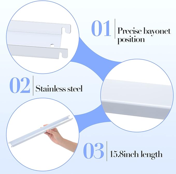 6 Pcs Filing Front to Back Rails File Cabinet Rails Lateral Hanging File Bar Stainless Steel White File Cabinet Inserts for Sides Letter Size Folders Office Home Storage Organizer 15.76 Inches Long - LeafyLoom