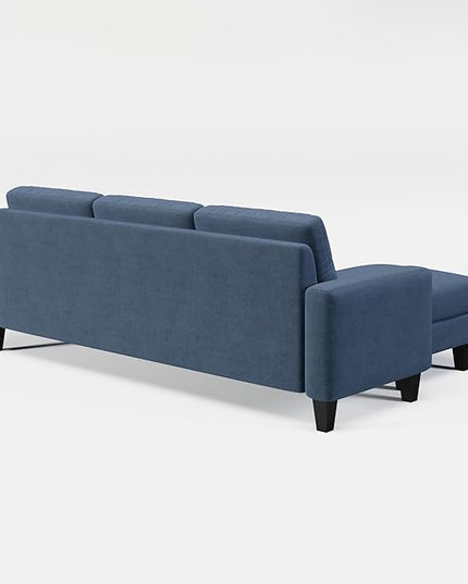 L Shaped Convertible Sectional Sofa, 3 Seater Linen Fabric Corner Couch with Reversible Chaise Movable Ottoman, Button Tufted Sofa&Couches for Small Apartments, Living Rooms and Offices - LeafyLoom