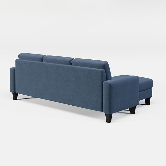 L Shaped Convertible Sectional Sofa, 3 Seater Linen Fabric Corner Couch with Reversible Chaise Movable Ottoman, Button Tufted Sofa&Couches for Small Apartments, Living Rooms and Offices - LeafyLoom