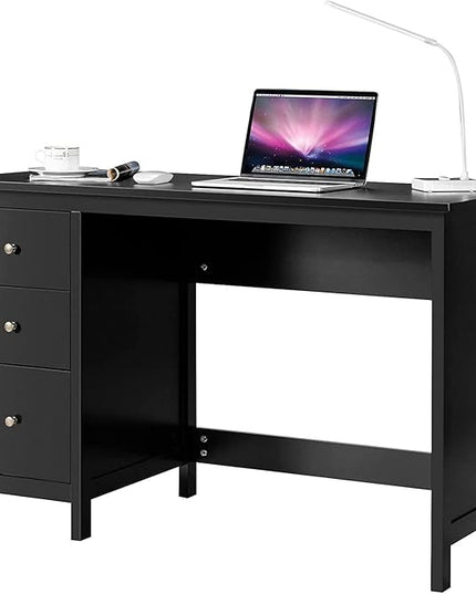 3-Drawer Computer Desk, Black - LeafyLoom