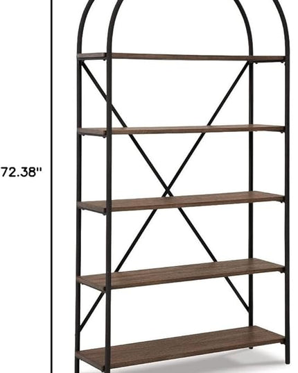 Signature Design by Ashley Galtbury Mixed Media Modern 5 Shelf Bookcase, Brown & Black - LeafyLoom